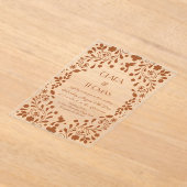 Mexican Talavera Terracotta Wedding アクリル招待状 (レイダウン)