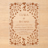 Mexican Talavera Terracotta Wedding アクリル招待状 (正面)