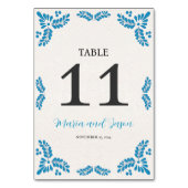 Mexican Talavera Turquoise Minimalist Wedding テーブルナンバー (正面)