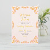 Mexican Talavera Yellow Floral Minimalist Wedding 招待状 (スタンド正面)