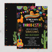 Mexican Three-Esta 3rd Birthday Party 招待状 (正面/裏面)