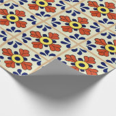 Mexican Tile Blue Mosaic Southwest Style ラッピングペーパー (角)