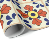 Mexican Tile Blue Mosaic Southwest Style ラッピングペーパー (ロールコーナー)