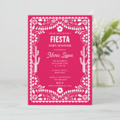 Mexican Traditional Floral Fiesta Pink Baby Shower 招待状 (スタンド正面)
