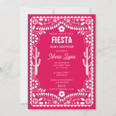 Mexican Traditional Floral Fiesta Pink Baby Shower 招待状 (正面)
