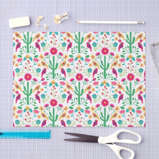 Mexican Traditional Floral Folk Art Bright Colors 薄葉紙 (クラフト)