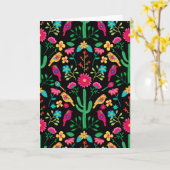 Mexican Traditional Folk Art Bright Colors Black カード (黄色い花)