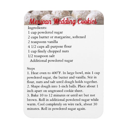 Mexican Wedding Cookies Recipe Magnet Fridge マグネット (縦)
