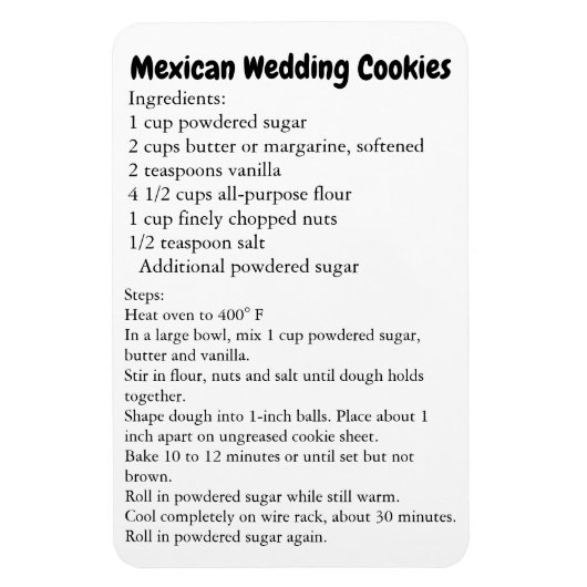 Mexican Wedding Cookies Recipe Thank You Gift マグネット (縦)