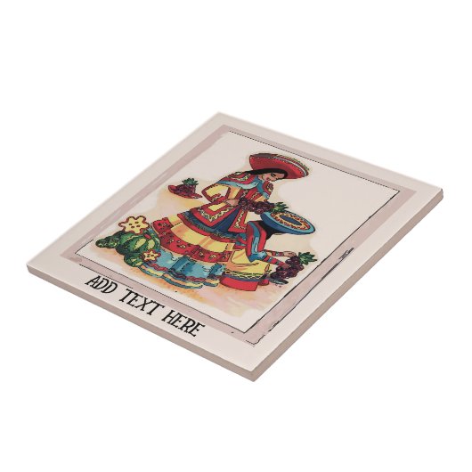 Mexican Women Tile Mural, edit text タイル (側面)