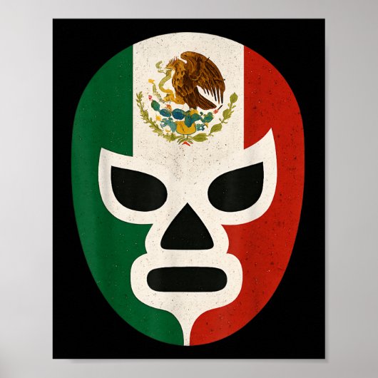 Mexican Wrestling Mask Lucha Libre Flag Aztec  ポスター (正面)