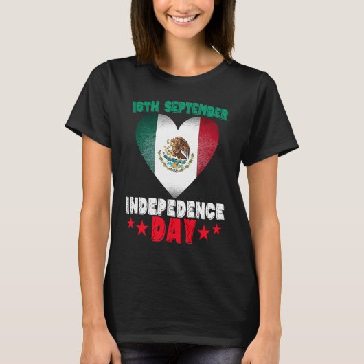 Mexico 16th September Independence Day Mexican Fla Tシャツ (正面)