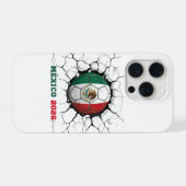 Mexico 2026 Soccer Ball Cracking Wall iPhone Case iPhoneケース (裏面横)