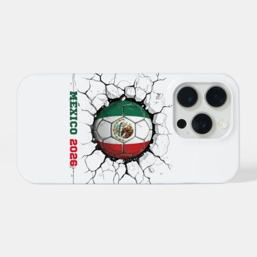 Mexico 2026 Soccer Ball Cracking Wall iPhone Case iPhoneケース (裏面横)