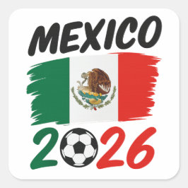 Mexico 2026 Soccer Fan Design with Football スクエアシール