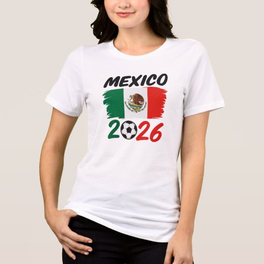 Mexico 2026 Soccer Fan Design with Football トライブレンドＴシャツ (正面)