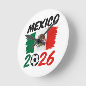 Mexico 2026 Soccer Fan Design with Football ラウンド壁時計 (傾斜)