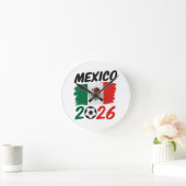 Mexico 2026 Soccer Fan Design with Football ラウンド壁時計 (ホーム)