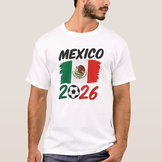 Mexico 2026 Soccer Fan Design with Football Tシャツ (正面)