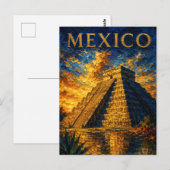 Mexico: Aesthetic Sunset Chichen Itza Art Souvenir ポストカード (正面/裏面)