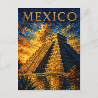 Mexico: Aesthetic Sunset Chichen Itza Art Souvenir ポストカード