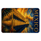 Mexico: Aesthetic Sunset Chichen Itza Art Souvenir マグネット (横)