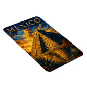 Mexico: Aesthetic Sunset Chichen Itza Art Souvenir マグネット (右側)