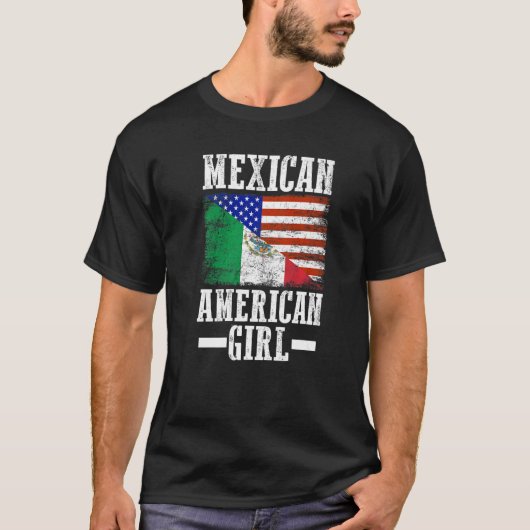Mexico America Flag Patriotic Mexican American Gir Tシャツ (正面)
