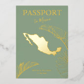 Mexico Beach Destination Wedding Passport 箔招待状 (正面)