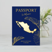 Mexico Beach Destination Wedding Passport 箔招待状 (立ち正面)