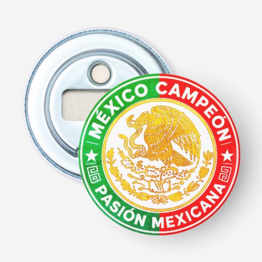 Mexico Campeon フラッグカラー グラフィッククラウン 丸型 栓抜き (正面)