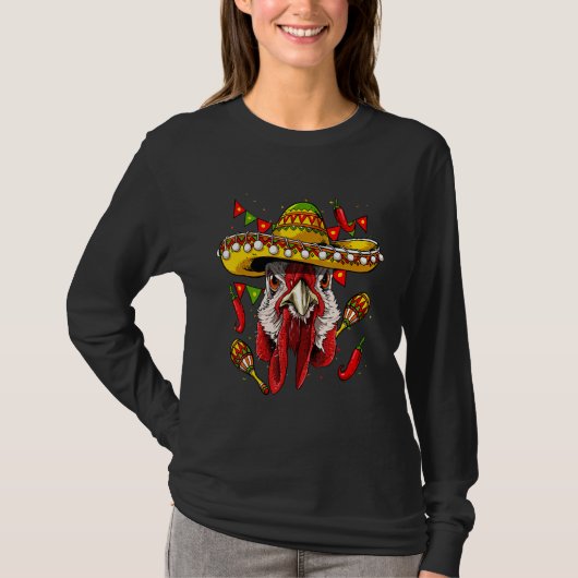 Mexico Cinco de Mayo Chicken Sombrero Mexican Part Tシャツ (正面)