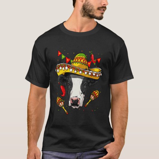 Mexico Cinco de Mayo Cow Sombrero Mexican Party Co Tシャツ (正面)