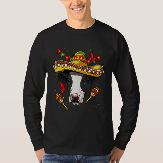 Mexico Cinco de Mayo Cow Sombrero Mexican Party Co Tシャツ (正面)