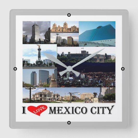 MEXICO CITY I LoveのzMX008モザイク スクエア壁時計 (正面)