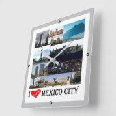 MEXICO CITY I LoveのzMX008モザイク スクエア壁時計 (傾斜)