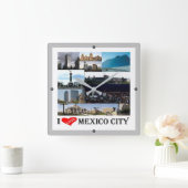 MEXICO CITY I LoveのzMX008モザイク スクエア壁時計 (ホーム)