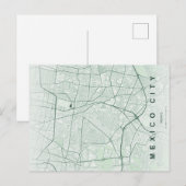 Mexico City Map Minimal ポストカード (正面/裏面)