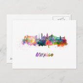 Mexico City V2 skyline in watercolor ポストカード (正面/裏面)
