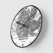 Mexico Clock City Line Art ラウンド壁時計 (傾斜)