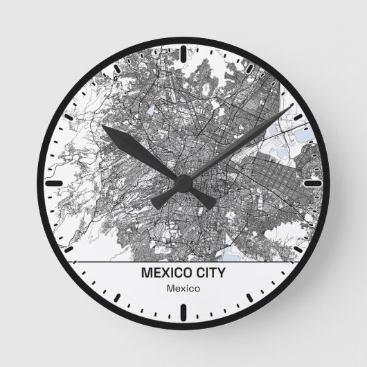 Mexico Clock City Line Art ラウンド壁時計 (正面)