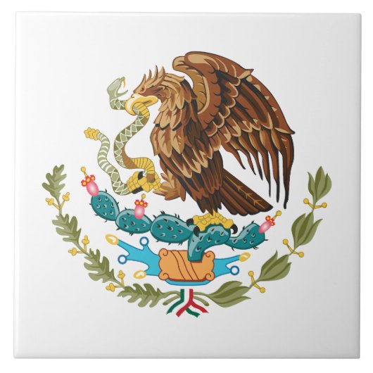Mexico country coat arms symbol emblem flag eagle タイル (正面)