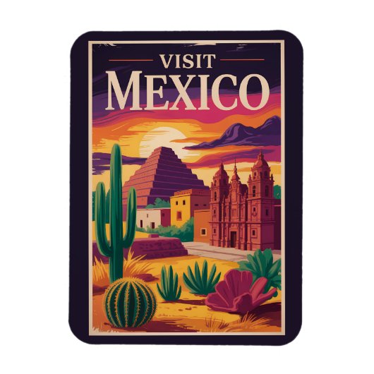Mexico Culture Illustration Travel Art Vintage マグネット (縦)
