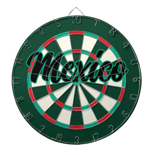 MEXICO editable Black text on Dark Green Red White ダーツボード (正面)