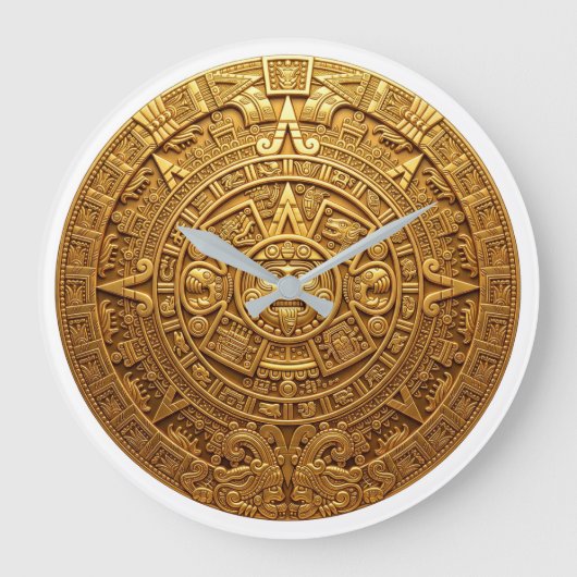 Mexico Elite Aztec Calendar Luxury Clock ラージ壁時計 (正面)