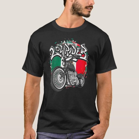 Mexico Flag Latino Vicla Cholo Motorcycles Men's L Tシャツ (正面)