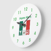 Mexico Flag Personalized Round  ラージ壁時計 (傾斜)