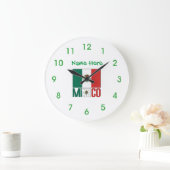 Mexico Flag Personalized Round  ラージ壁時計 (ホーム)