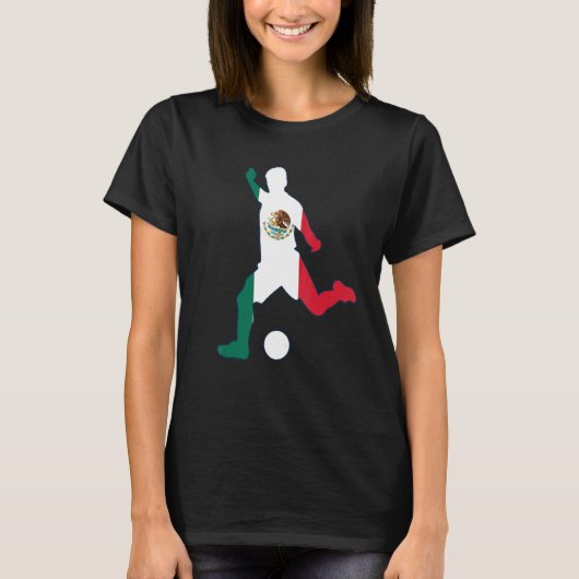 Mexico Flag Soccer Player Mexican Football Tシャツ (正面)
