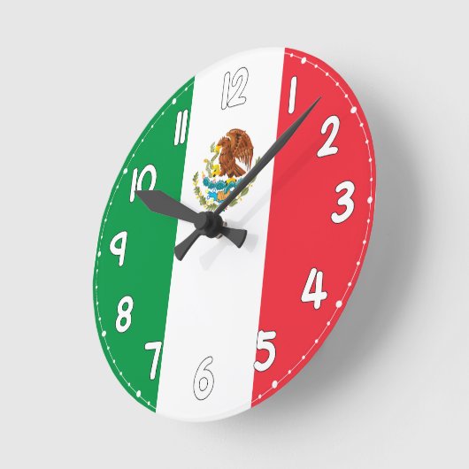 Mexico Flag Wall Clock - Flag of Mexico ラウンド壁時計 (傾斜)